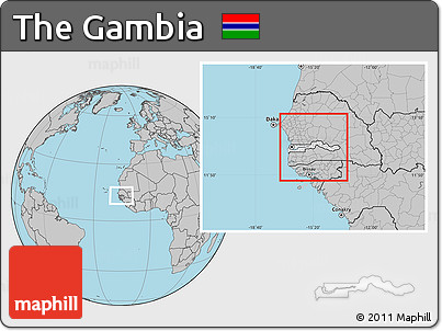 Blank Location Map of the Gambia, gray outside