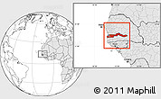 Blank Location Map of The Gambia, highlighted continent