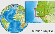 Blank Location Map of The Gambia, physical outside