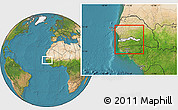 Blank Location Map of The Gambia, satellite outside