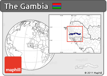 Flag Location Map of the Gambia, blank outside