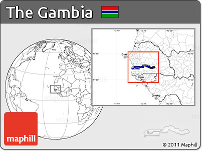 Flag Location Map of the Gambia, blank outside