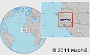 Flag Location Map of The Gambia, gray outside