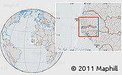 Gray Location Map of The Gambia, lighten, semi-desaturated, hill shading