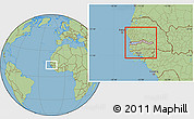 Gray Location Map of The Gambia, savanna style outside