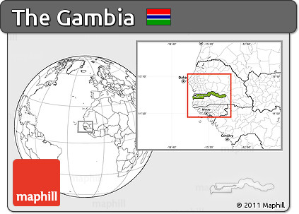Physical Location Map of the Gambia, blank outside