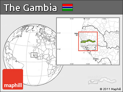 Physical Location Map of the Gambia, blank outside
