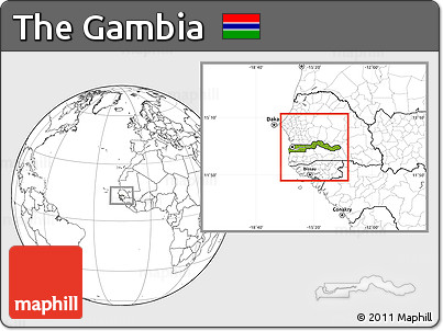 Physical Location Map of the Gambia, blank outside