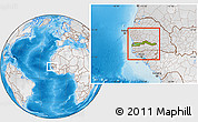 Physical Location Map of The Gambia, lighten, desaturated, land only