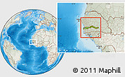 Physical Location Map of The Gambia, lighten, semi-desaturated, land only