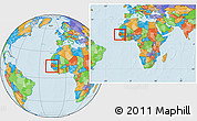 Political Location Map of The Gambia, within the entire continent