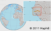 Political Location Map of The Gambia, gray outside