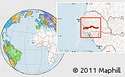 Political Location Map of The Gambia, highlighted continent