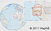Political Location Map of The Gambia, lighten, desaturated, land only