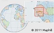 Political Location Map of The Gambia, lighten