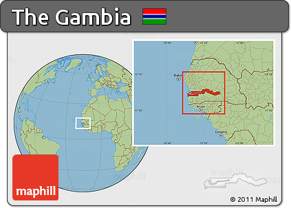 Savanna Style Location Map of the Gambia