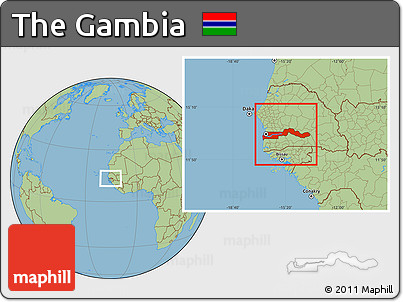 Savanna Style Location Map of the Gambia
