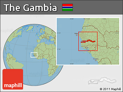 Savanna Style Location Map of the Gambia