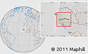 Savanna Style Location Map of The Gambia, lighten, desaturated, hill shading
