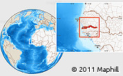 Shaded Relief Location Map of The Gambia, highlighted continent