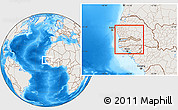 Shaded Relief Location Map of The Gambia, lighten, land only