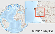 Shaded Relief Location Map of The Gambia, lighten