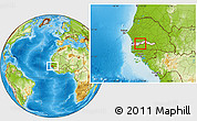 Physical Location Map of Kiang East, highlighted country, within the entire country