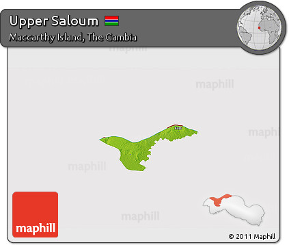 Physical 3D Map of Upper Saloum, cropped outside