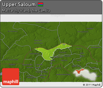 Physical 3D Map of Upper Saloum, darken