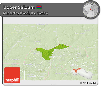 Physical 3D Map of Upper Saloum, lighten