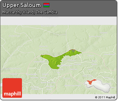 Physical 3D Map of Upper Saloum, lighten