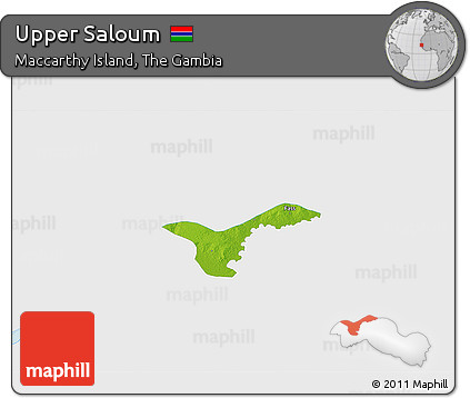 Physical 3D Map of Upper Saloum, single color outside