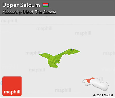 Physical 3D Map of Upper Saloum, single color outside