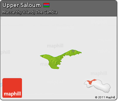 Physical 3D Map of Upper Saloum, single color outside
