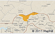 Political 3D Map of Upper Saloum, shaded relief outside