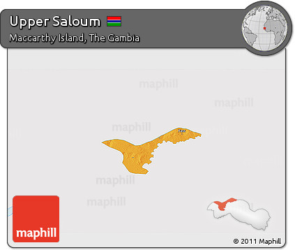 Political 3D Map of Upper Saloum, single color outside