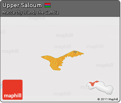 Political 3D Map of Upper Saloum, single color outside