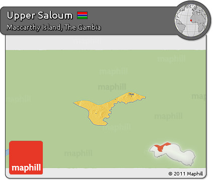 Savanna Style 3D Map of Upper Saloum, single color outside