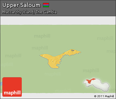 Savanna Style 3D Map of Upper Saloum, single color outside