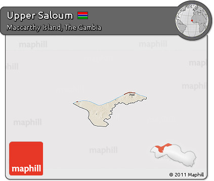 Shaded Relief 3D Map of Upper Saloum, cropped outside