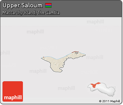 Shaded Relief 3D Map of Upper Saloum, cropped outside