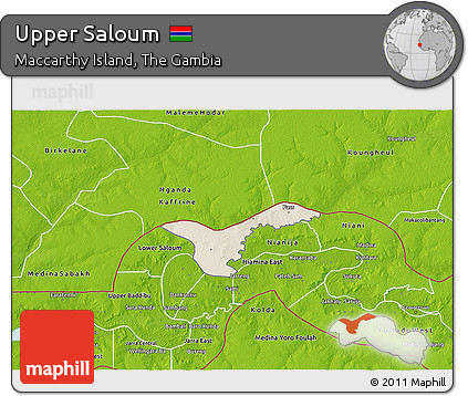 Shaded Relief 3D Map of Upper Saloum, physical outside