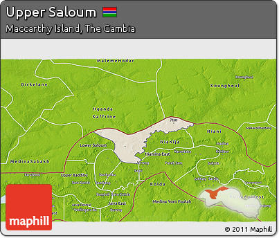 Shaded Relief 3D Map of Upper Saloum, physical outside