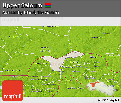 Shaded Relief 3D Map of Upper Saloum, physical outside