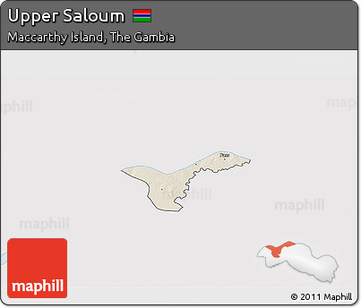 Shaded Relief 3D Map of Upper Saloum, single color outside