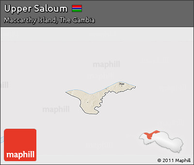 Shaded Relief 3D Map of Upper Saloum, single color outside