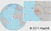 Gray Location Map of Upper Saloum, within the entire country