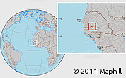 Gray Location Map of Upper Saloum, highlighted country, within the entire country