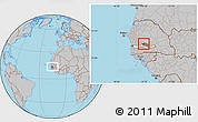 Gray Location Map of Upper Saloum, highlighted country, highlighted parent region