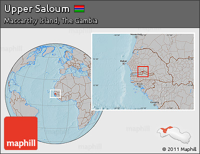 Gray Location Map of Upper Saloum, hill shading